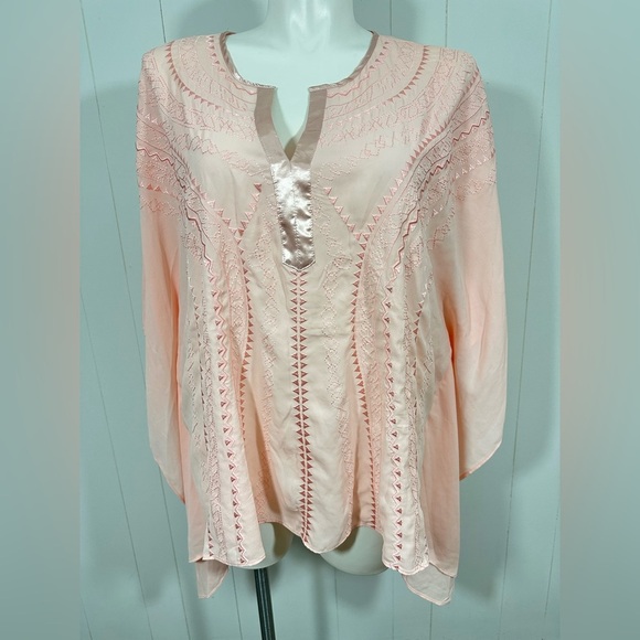 NWT Premise Studio Women’s Pink Bat Sleeve Top Embroidered Tunic Size 3X - Picture 1 of 9